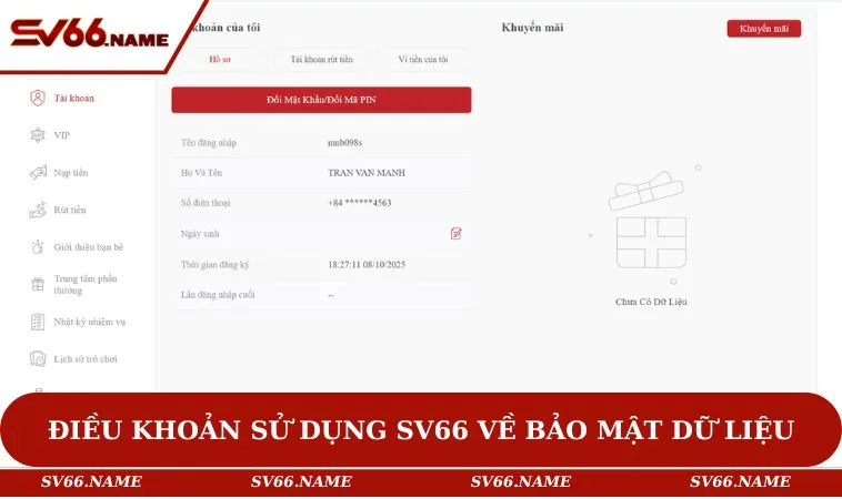 Điều khoản sử dụng SV66 về bảo mật dữ liệu