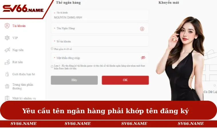 Yêu cầu tên ngân hàng phải khớp tên đăng ký